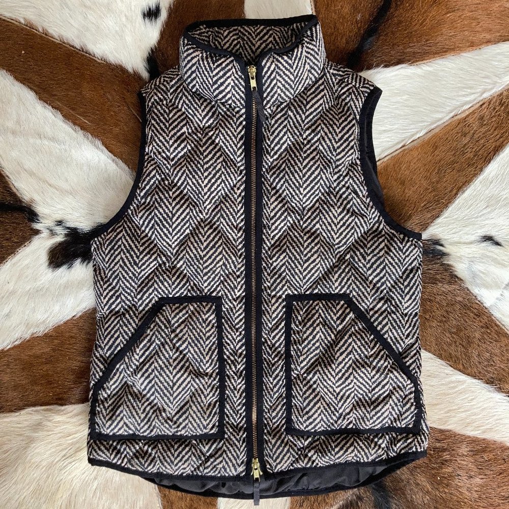 J. Crew Navy Printed Puffer Vest